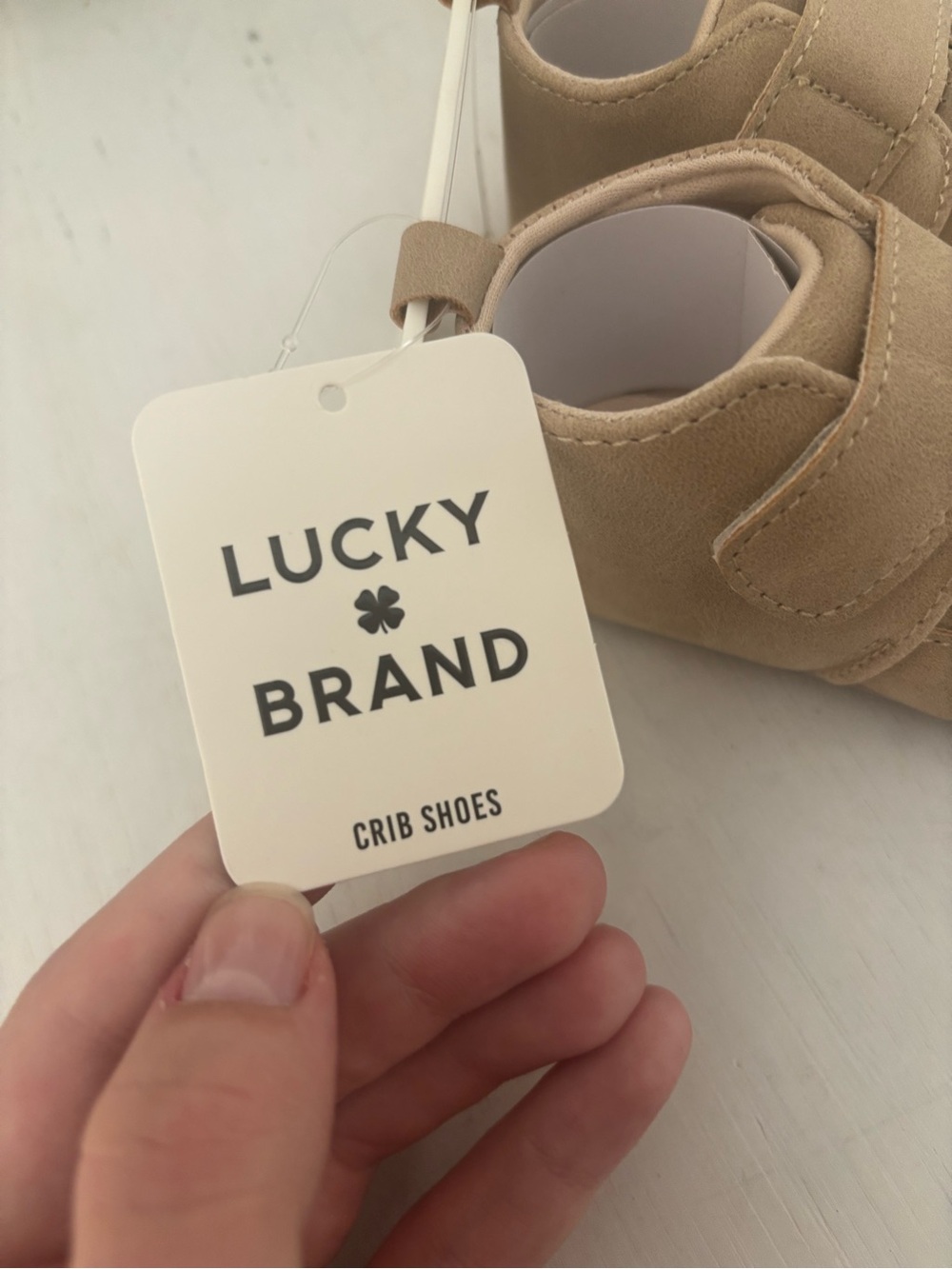 Lucky Brand Beige/Tan Baby Walker Shoes with Velcro Straps - Picture 4 of 5